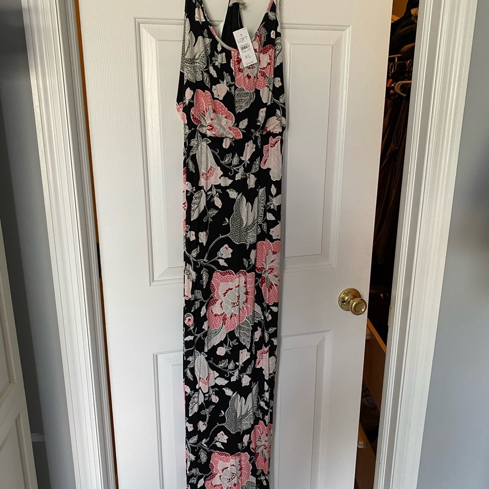 Loft black floral maxi dress